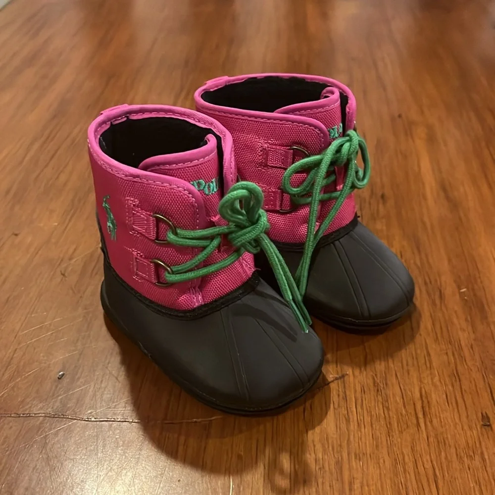 Polo Ralph Lauren Packer Baby Infant Crib Booties Shoes Boots Girls Size 2